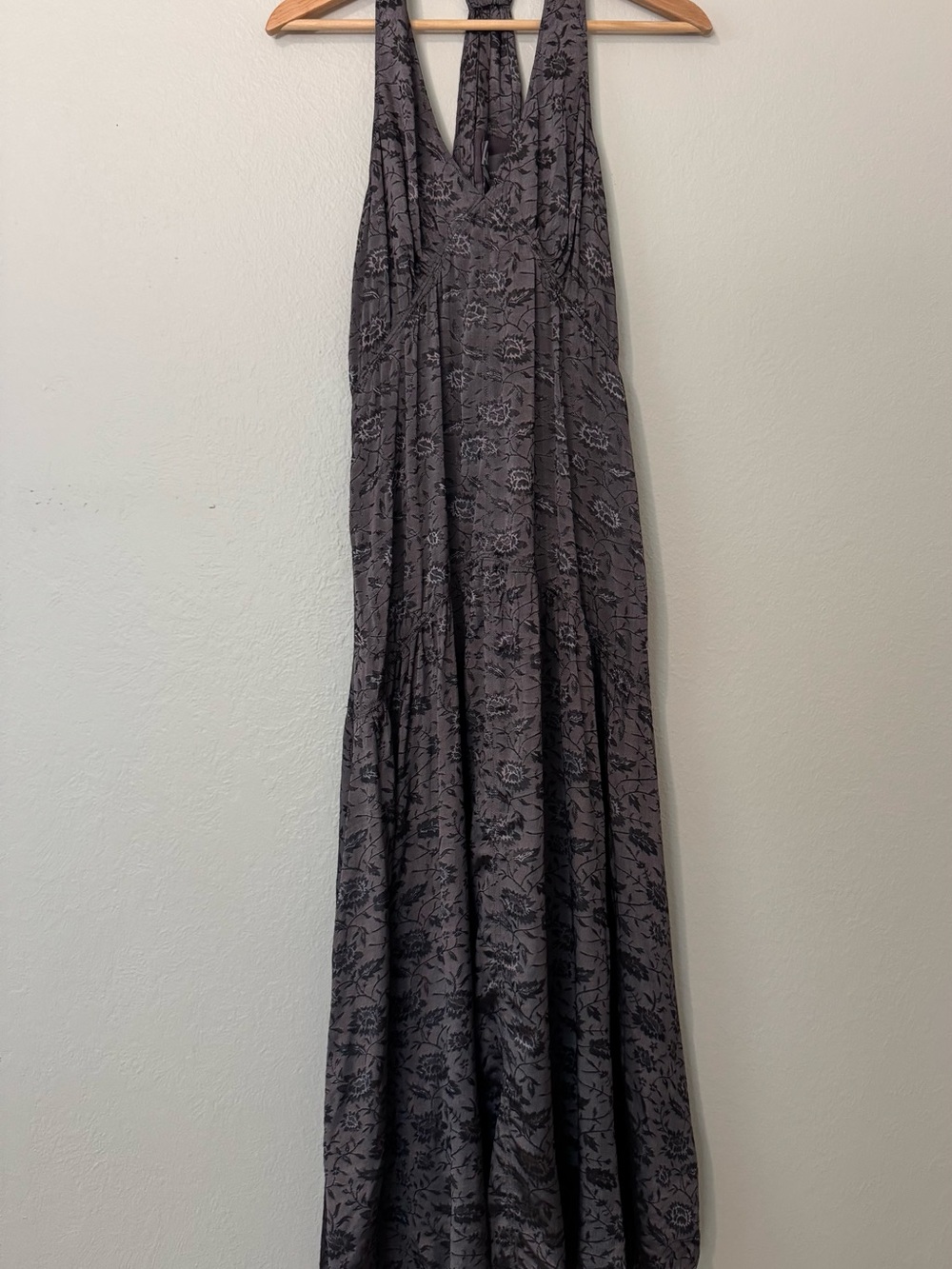 Purplish Gray Floral Maxi Dress